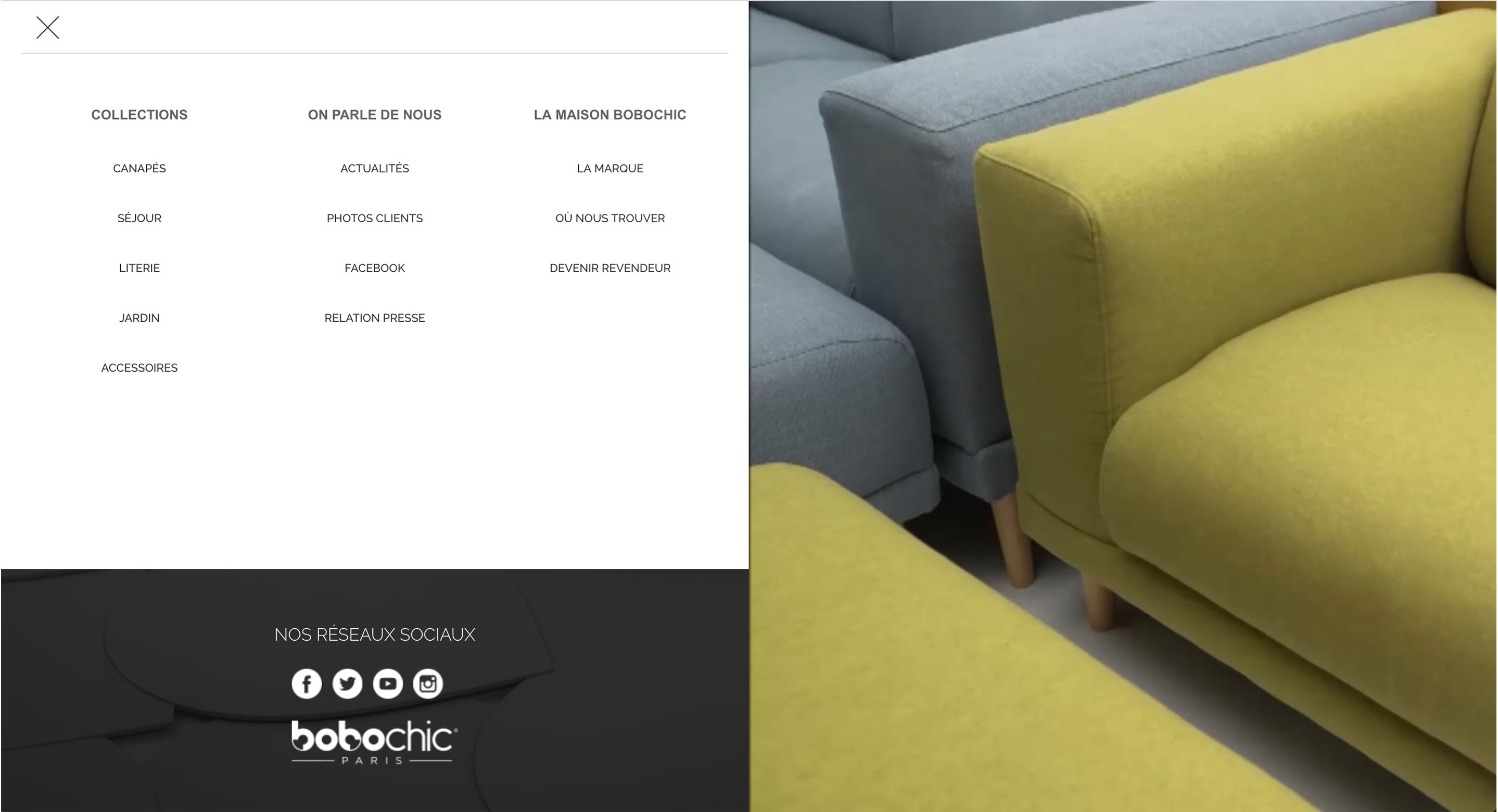 Static menu on Bobochic Website